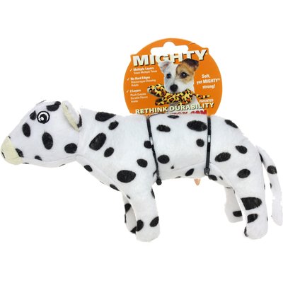 Mighty Mighty Jr Farm Cow Squeaky Plush Dog Toy, White