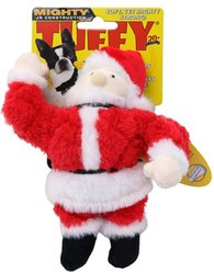 Mighty Jr Holiday Santa Squeaky Plush Dog Toy, Red