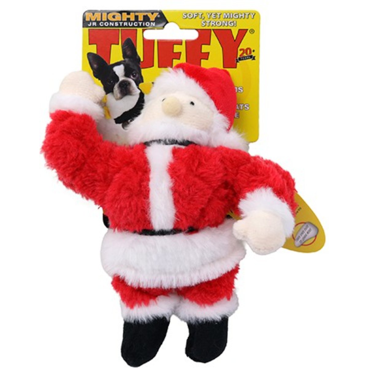 Mighty Jr Holiday Santa Squeaky Plush Dog Toy, Red