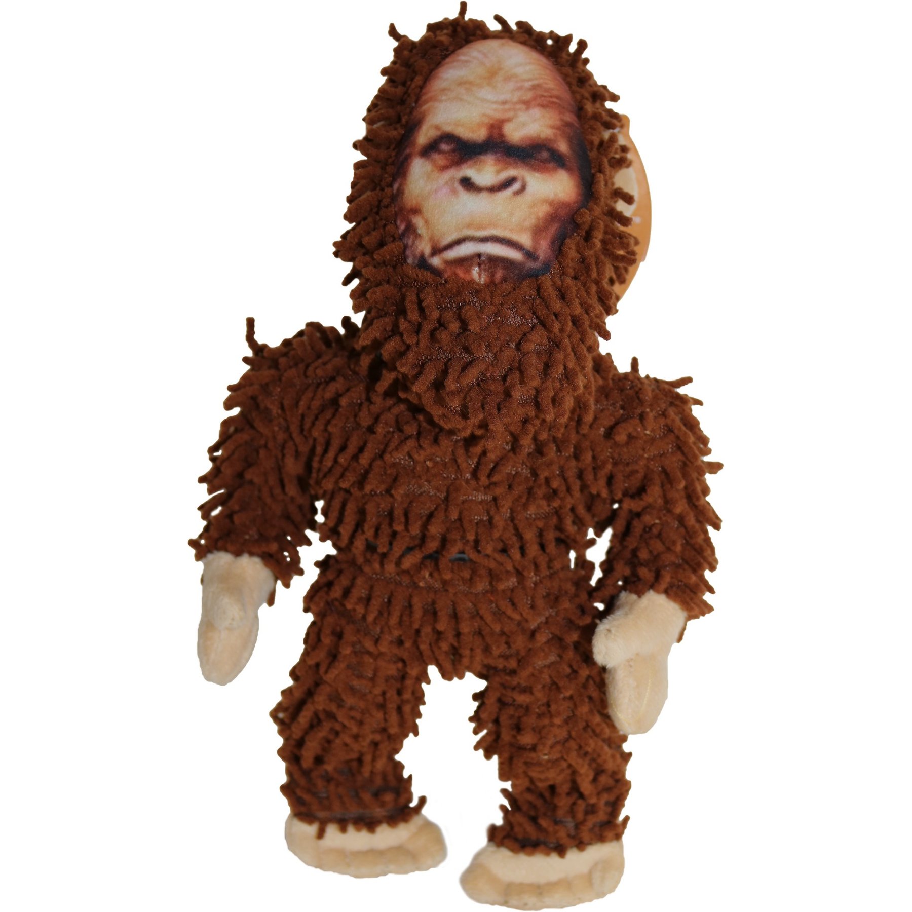 Mighty Jr Micro Bigfoot Squeaky Plush Dog Toy, Brown