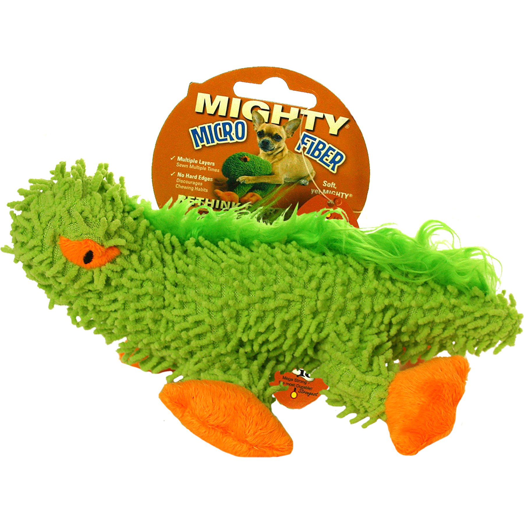 Mighty Jr Micro Fiber Lizard Squeaky Plush Dog Toy, Green
