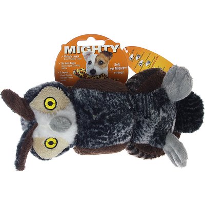 Mighty Mighty Jr Nature Owl Squeaky Plush Dog Toy, Brown