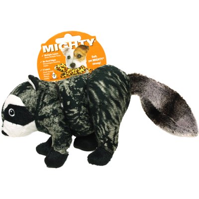 Mighty Mighty Jr Nature Raccoon Squeaky Plush Dog Toy, Grey