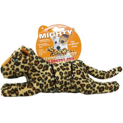 Mighty Mighty Jr Safari Leopard Squeaky Plush Dog Toy, Brown