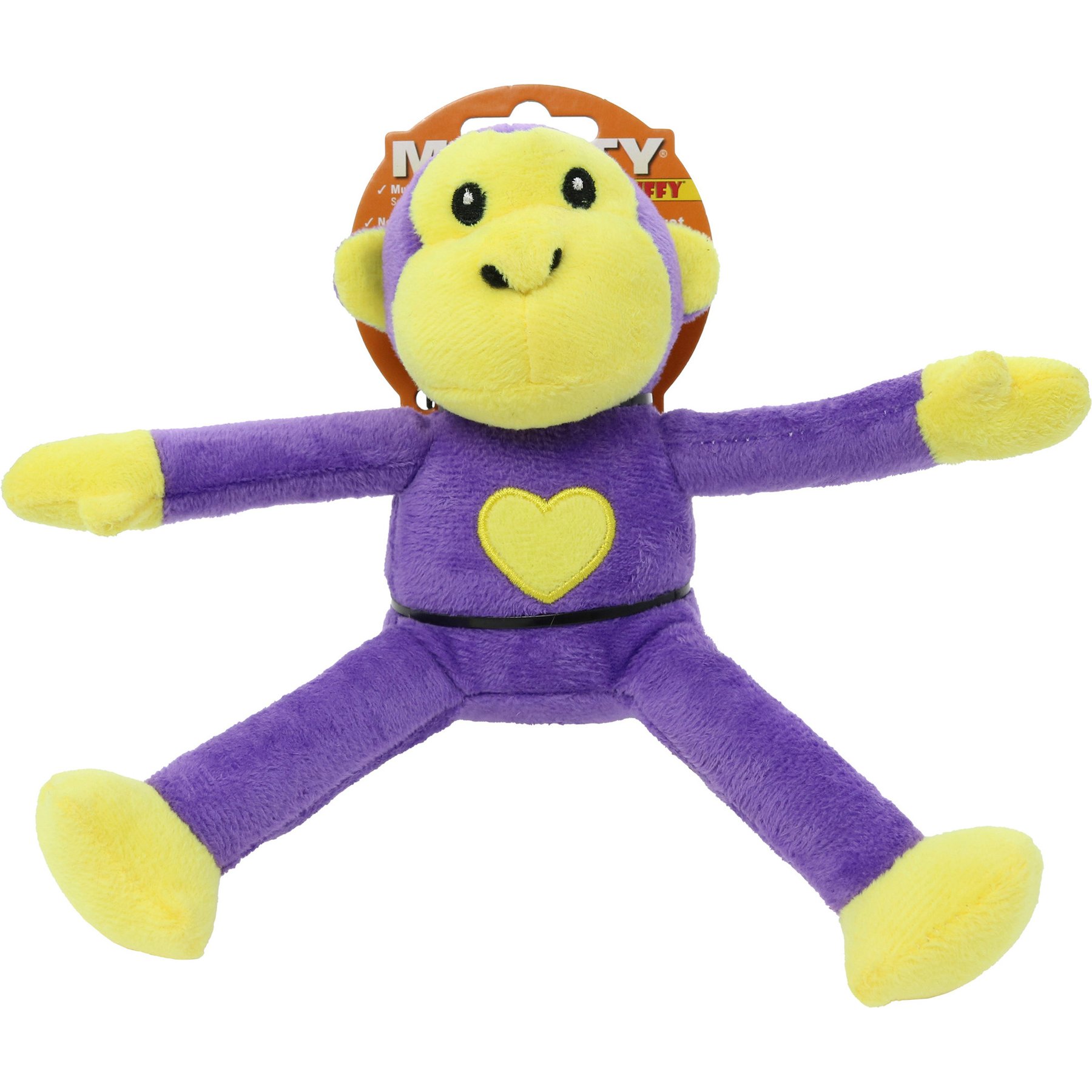 Mighty Jr Safari Monkey Squeaky Plush Dog Toy, Purple