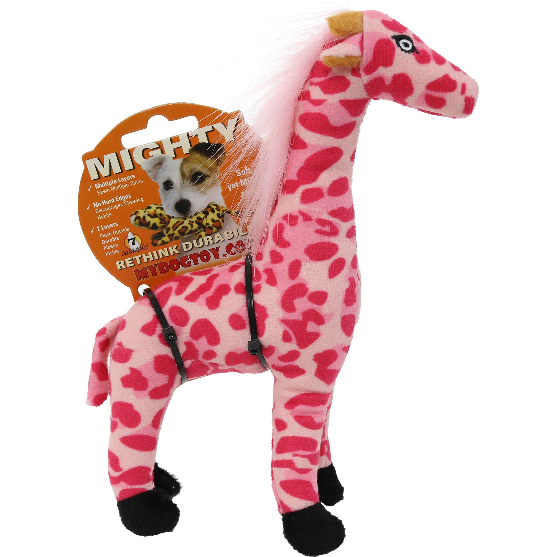 Mighty Jr Safari Giraffe Squeaky Plush Dog Toy, Pink