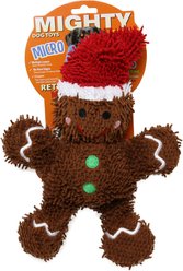 Mighty Microfiber Ball Med Gingerbread Man Hat Squeaky Plush Dog Toy, Brown