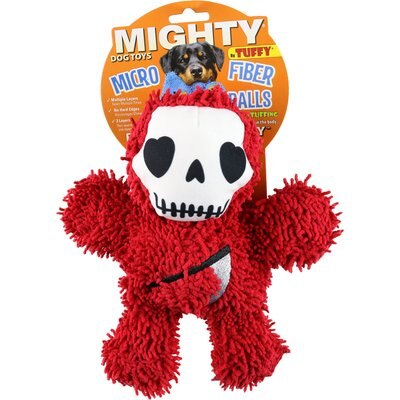 Mighty Mighty Microfiber Ball Med Grim Reaper Squeaky Plush Dog Toy, Red