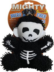 Mighty Microfiber Ball Med Skeleton Squeaky Plush Dog Toy, Black