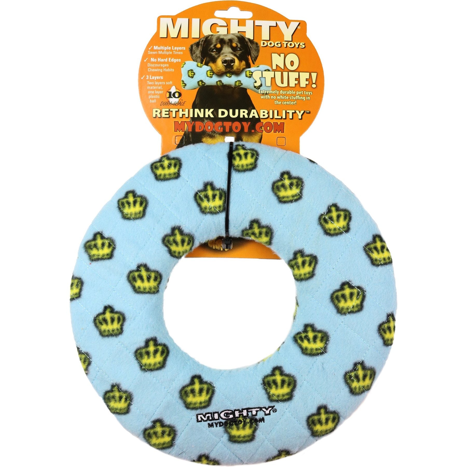 Mighty Ring Squeaky Plush Dog Toy, Blue