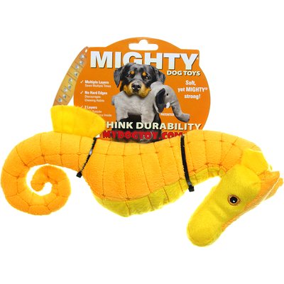 Mighty Mighty Ocean Seahorse Squeaky Plush Dog Toy, Yellow