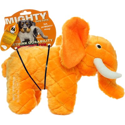 Mighty Mighty Safari Elephant Squeaky Plush Dog Toy, Orange