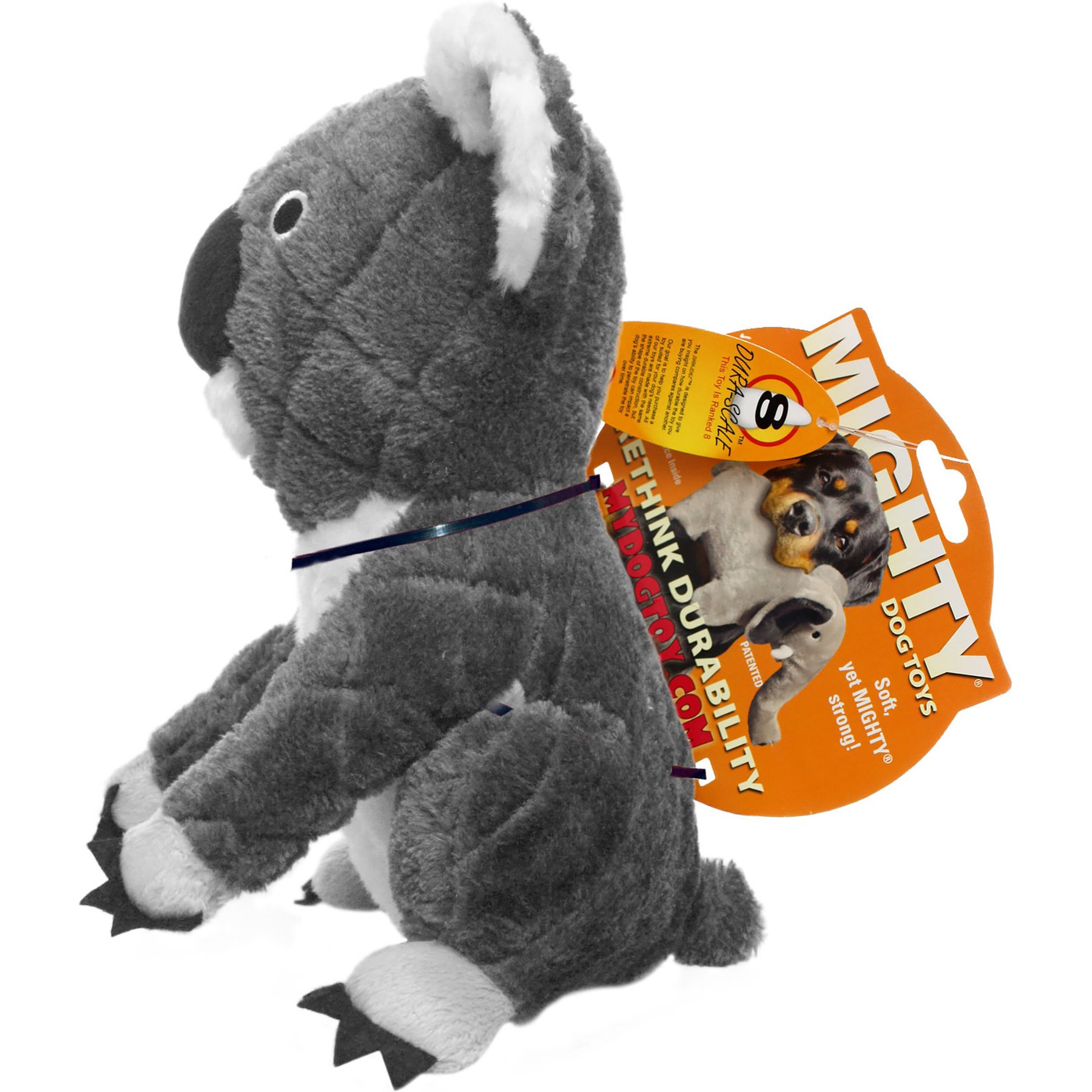Mighty Safari Koala Squeaky Plush Dog Toy, Grey