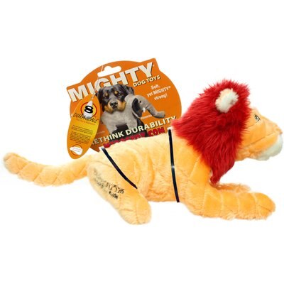 Mighty Mighty Safari Lion Squeaky Plush Dog Toy, Brown