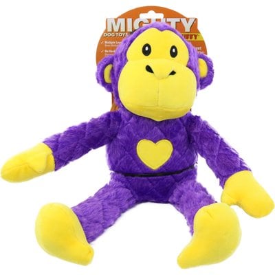 Mighty Mighty Safari Monkey Squeaky Plush Dog Toy, Purple