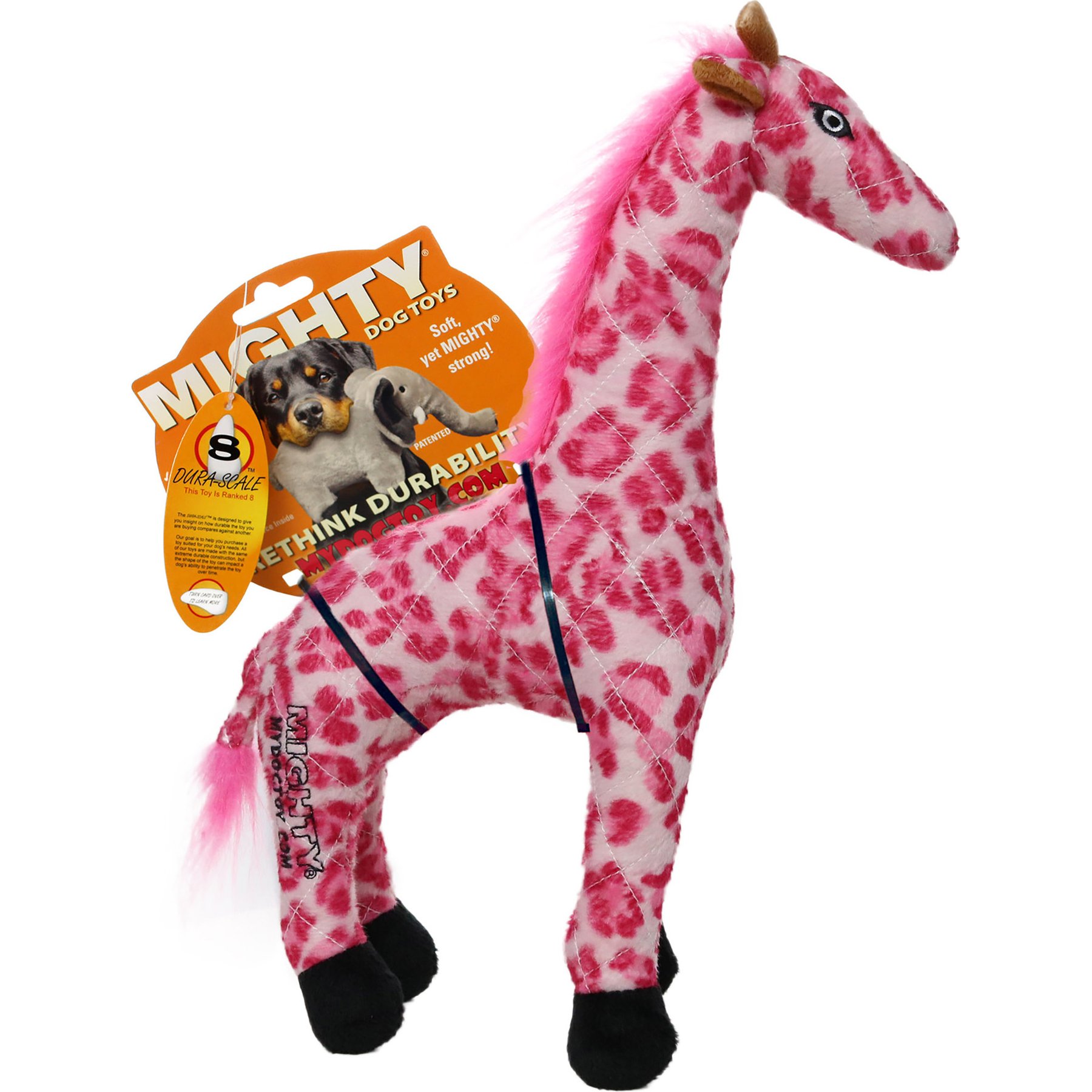 Mighty Safari Giraffe Squeaky Plush Dog Toy, Pink