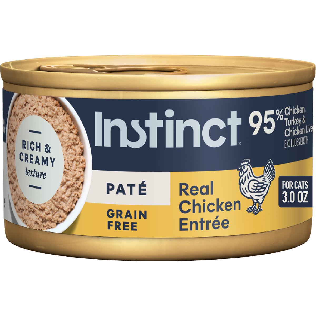 Instinct Pate Real Chicken Entree Grain-Free Wet Cat Food, 3-oz can, case of 4