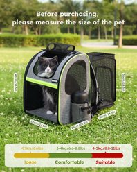Pecute Hiking Travel Camping Outdoor Expandable Breathable Mesh Backpack Dog & Cat Carrier, Grey slide 2 of 9