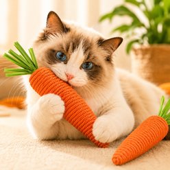Purr Harbor Cotton Carrot Teething Chew Cat Toy, Orange, 2 count