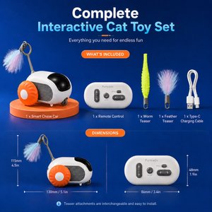 Purrcado Automatic Moving Mouse Interactive Exercise Robot Remote Control Cat Toy, Blue