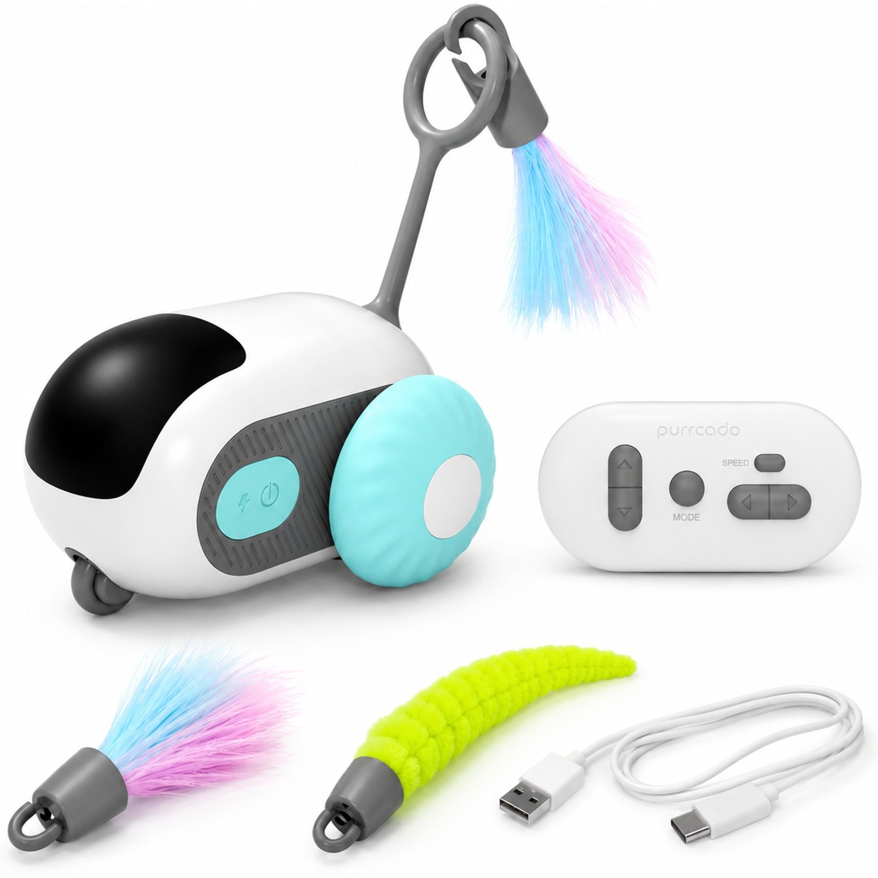 Purrcado Automatic Moving Mouse Interactive Exercise Robot Remote Control Cat Toy, Blue