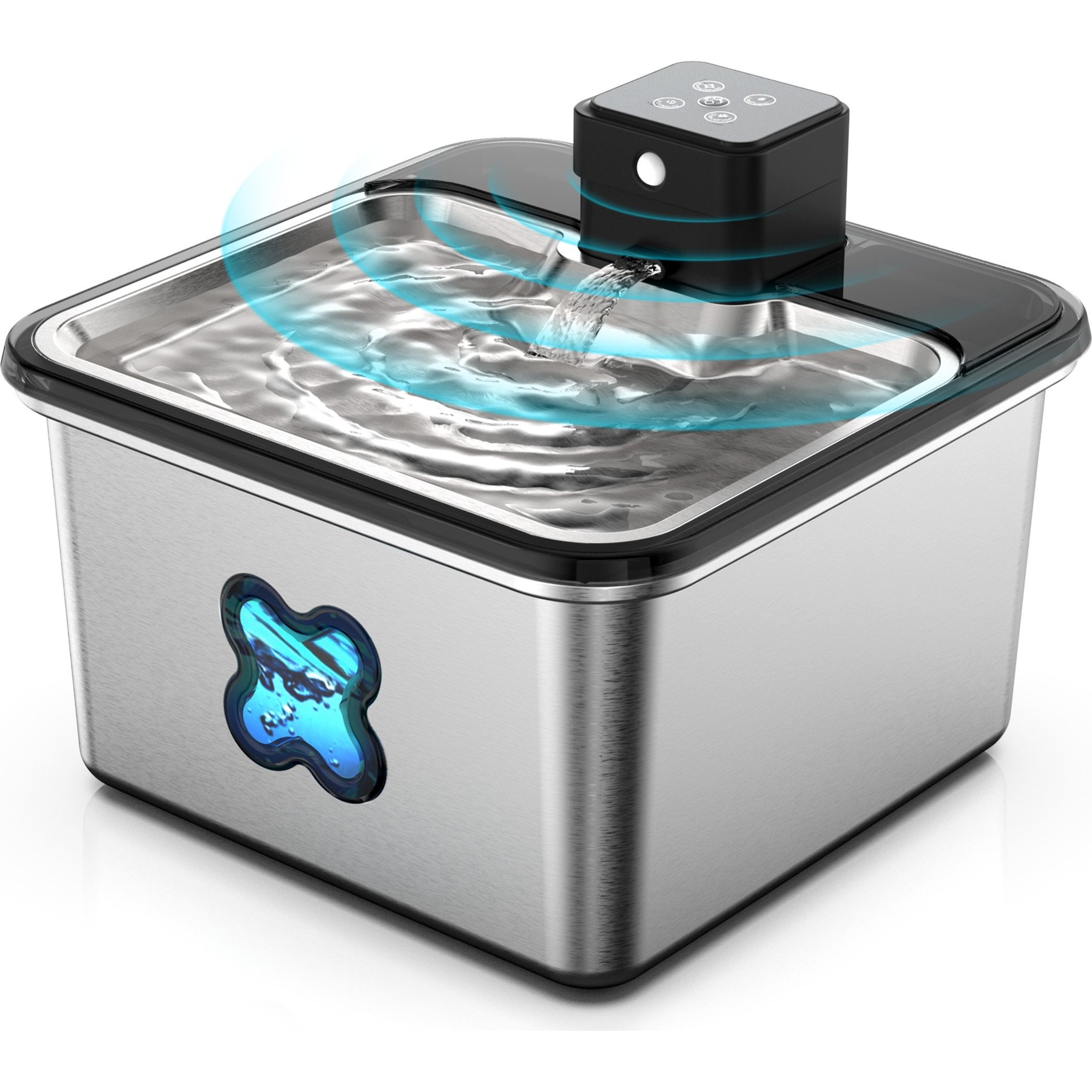 Casfuy SY080 Wireless Smart 3-Mode Stainless Steel Dog & Cat Water Fountain, 3.2-L