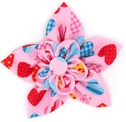 The Worthy Dog Love is Love Flower Dog Collar Accessory, Pink, Large