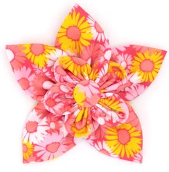The Worthy Dog Preppy Floral Flower Dog Collar Accessory, Pink, Large
