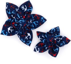 The Worthy Dog Anchors Ahoy Flower Dog Collar Accessory, Navy, Large slide 2 of 3