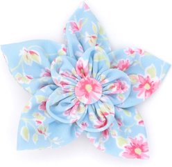 The Worthy Dog Fancy Floral Flower Dog Collar Accessory, Blue, Large