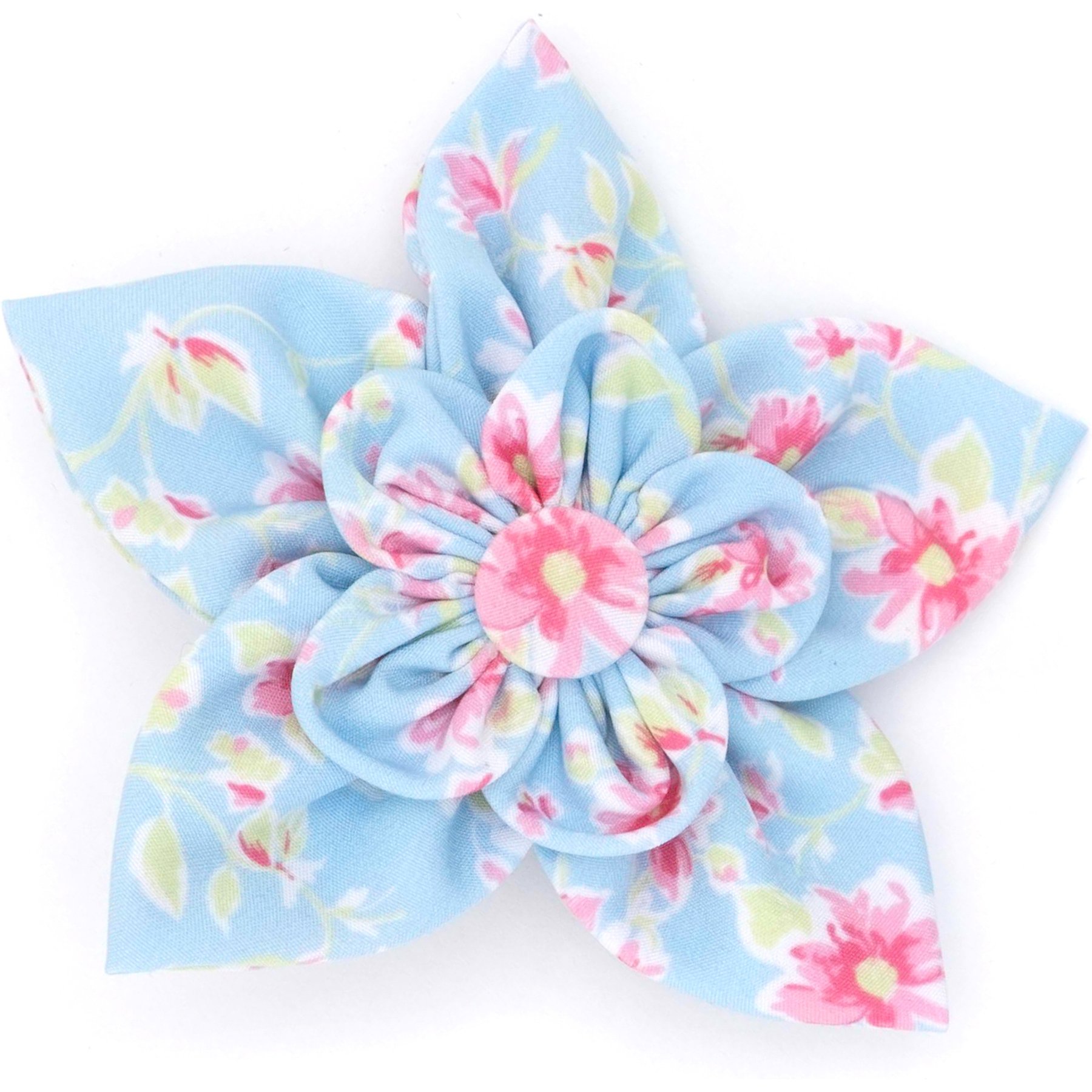 The Worthy Dog Fancy Floral Flower Dog Collar Accessory, Blue, Large