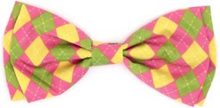 The Worthy Dog Bright Argyle Dog Bow Tie, Multicolor, Large