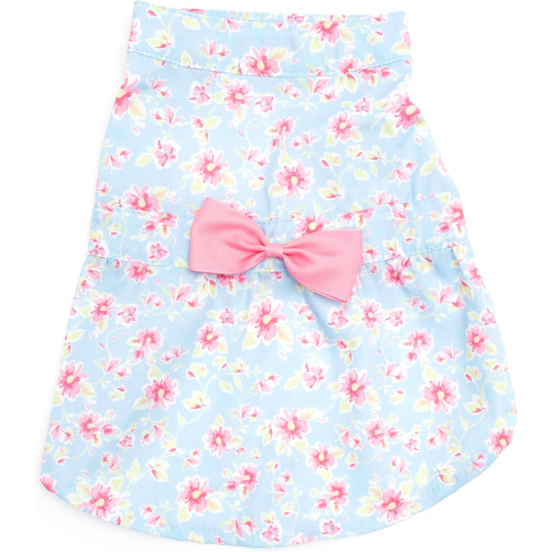 The Worthy Dog Fancy Floral Girl Dog Dress, Blue, Medium