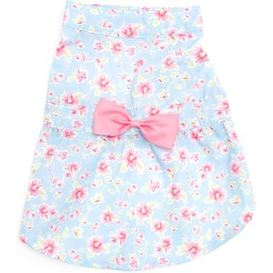 The Worthy Dog Fancy Floral Girl Dog Dress, Blue, Medium