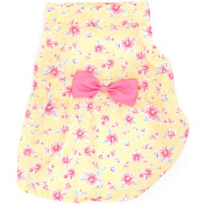The Worthy Dog Fancy Floral Girl Dog Dress, Yellow, Medium