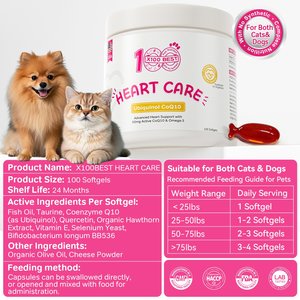 X100BEST Heart Care 8x Absorption Ubiquinol CoQ10 Heart Supplement for Dogs, 100 count