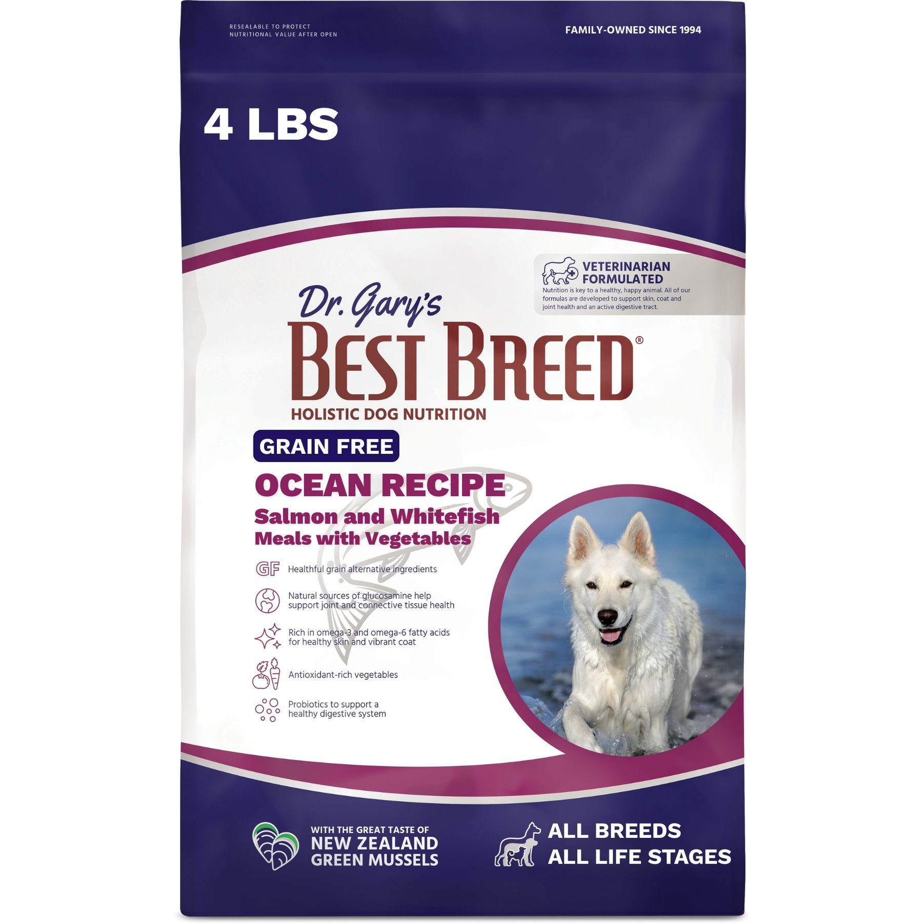 Dr. Gary's Best Breed Holistic Grain-Free Ocean Salmon with Fruits & Vegetables Dry Dog Food, 4-lb bag