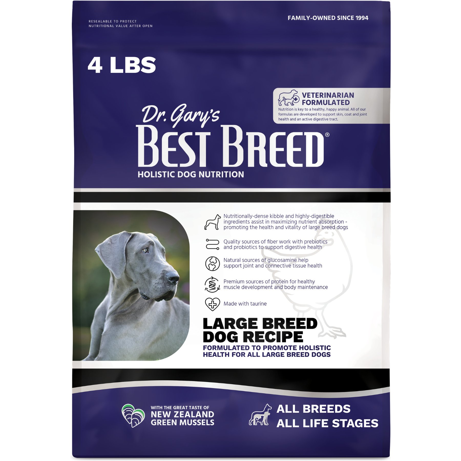 Dr. Gary's Best Breed Holistic Large Breed Dry Dog Food, 4-lb bag