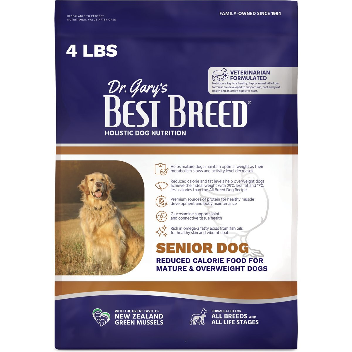 Dr. Gary's Best Breed Holistic Senior Reduced Calorie Dog Food, 4-lb