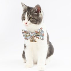 Touchcat Floral Polyester Cat Collar with Bow, Brown, Large: 7.87 to 11.81-in neck, 0.39-in wide slide 2 of 5