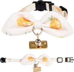 Touchcat Pineapple Polyester Cat Collar with Bow, Yellow, Small: 5.9 to 9-in neck, 0.39-in wide