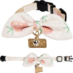 Touchcat Pineapple Polyester Cat Collar with Bow, Pink, Small: 5.9 to 9-in neck, 0.39-in wide