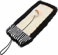 Pet Life 'Scrape-Away' Eco-Natural Sisal & Jute Hanging Carpet Cat Scratcher & Toy, Black