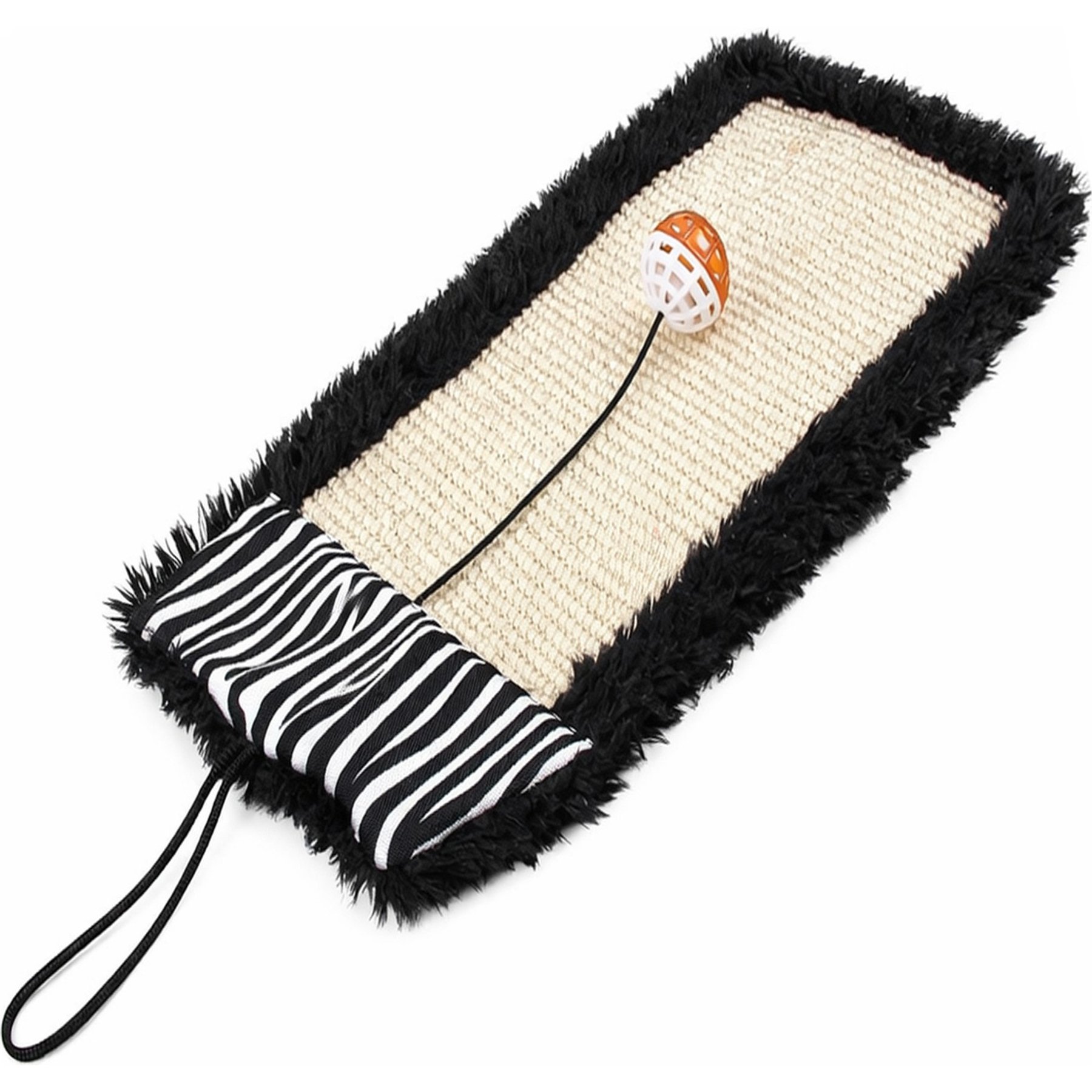 Pet Life 'Scrape-Away' Eco-Natural Sisal & Jute Hanging Carpet Cat Scratcher & Toy, Black