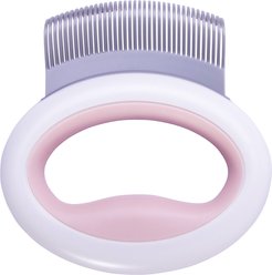 Pet Life Knuckler Handheld Travel Flexible Grooming Dog & Cat Rake Comb, Pink