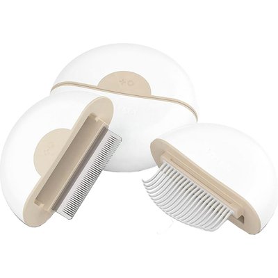 Pet Life Pet Life LYNX 2-in-1 Travel Connecting Grooming Dog & Cat Comb & Deshedding Tool, Brown, Large