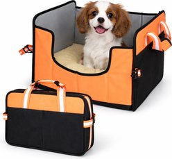 Pet Life Travel-Nest Folding Travel Cat & Dog Bed, Orange, Large
