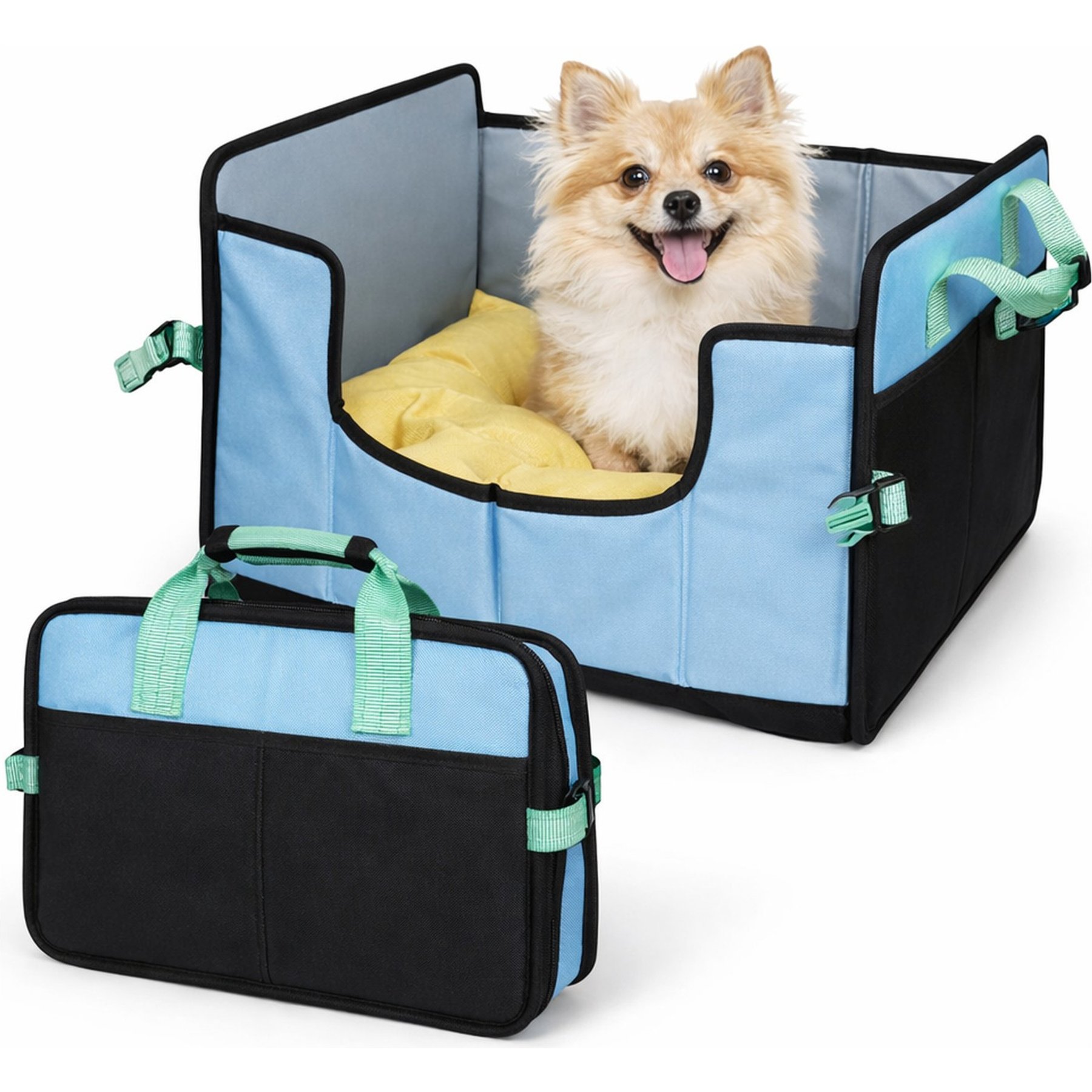 Pet Life Travel-Nest Folding Travel Cat & Dog Bed, Blue, Large