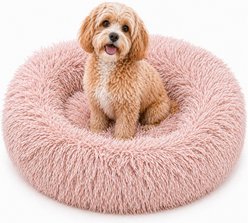 Pet Life Nestler High-Grade Plush & Soft Rounded Dog Bed, Pink, Medium slide 1 of 5