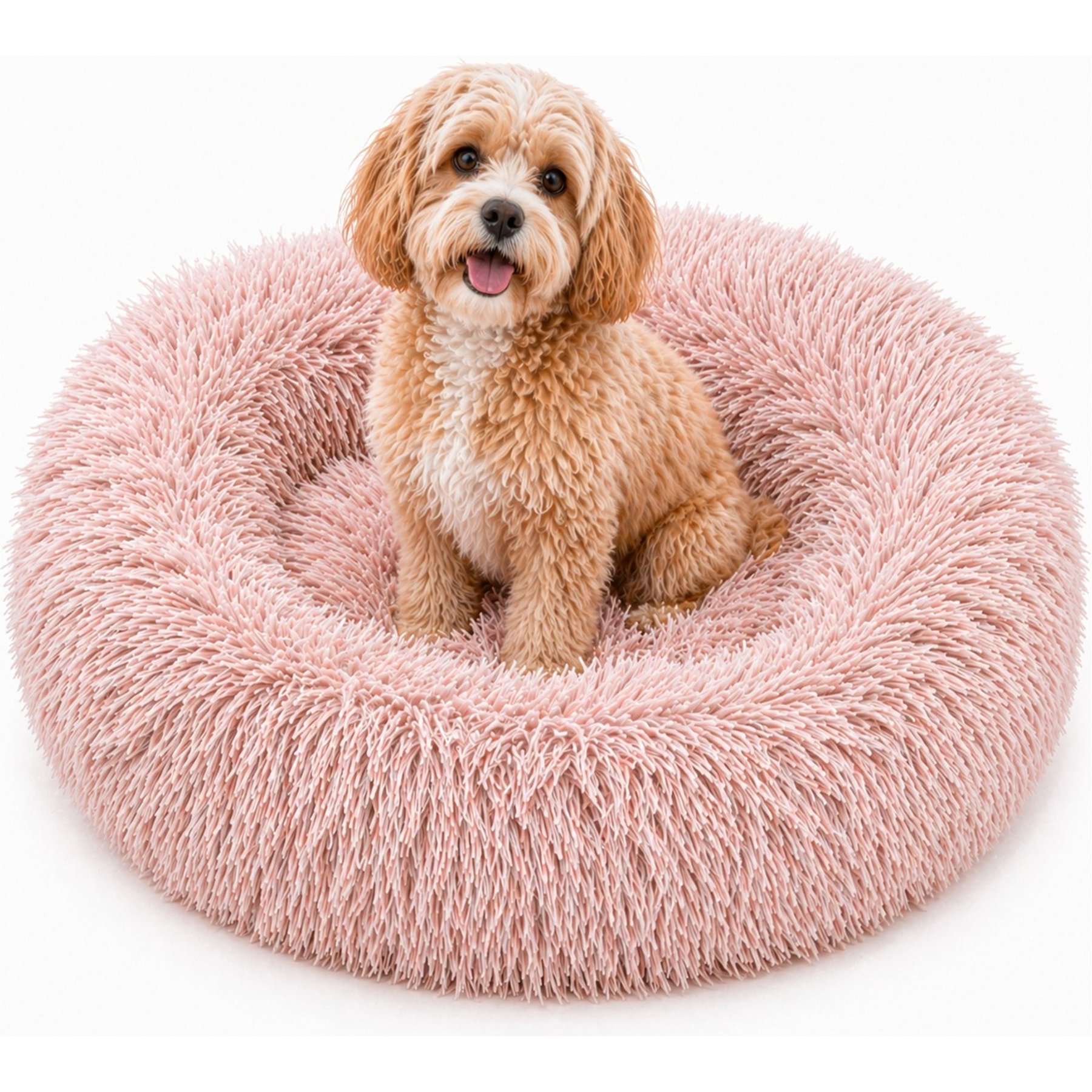 Pet Life Nestler High-Grade Plush & Soft Rounded Dog Bed, Pink, Medium
